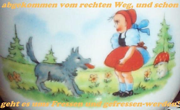 Rotkäppchen und Wolf - Das Motiv stammt von einer Kindertasse